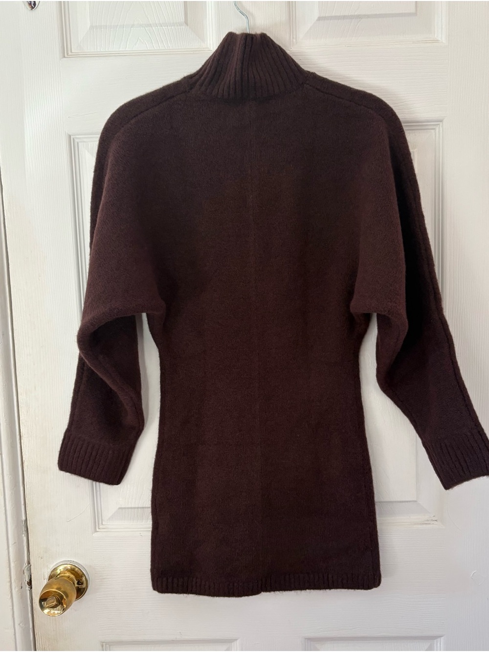 Zara Brown Soft Knit Size Large Turtleneck Sweater Dress NWT